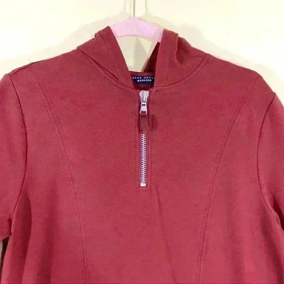 Susan Graver Weekend French Terry 3/4 Zip Long Sleeve Hooded Tunic Top Size M - Picture 2 of 16